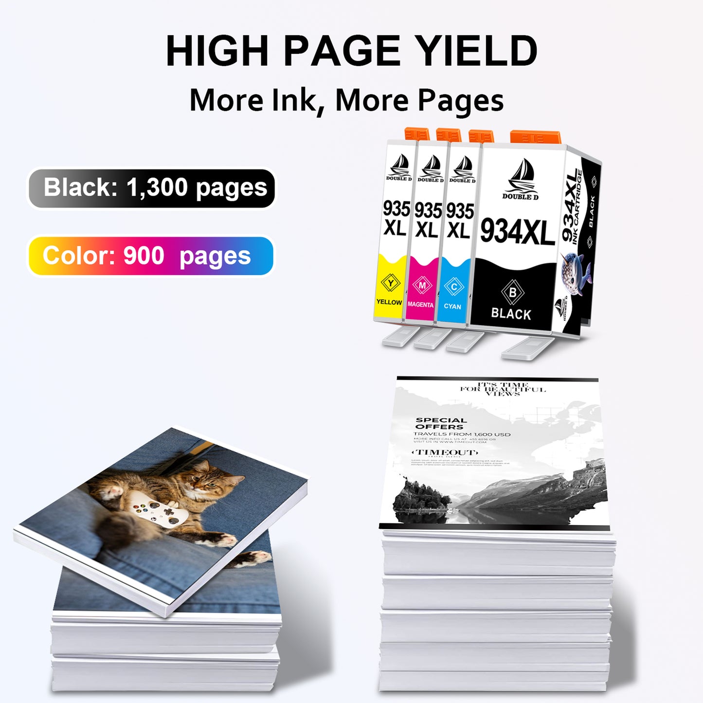 934XL 935XL Ink Cartridges Combo Pack Compatible for HP 934 and 935 Ink Cartridges for Officejet 6220 6812 Officejet Pro 6230 6830 Printer (Black, Cyan, Magenta, Yellow, 4-Pack)