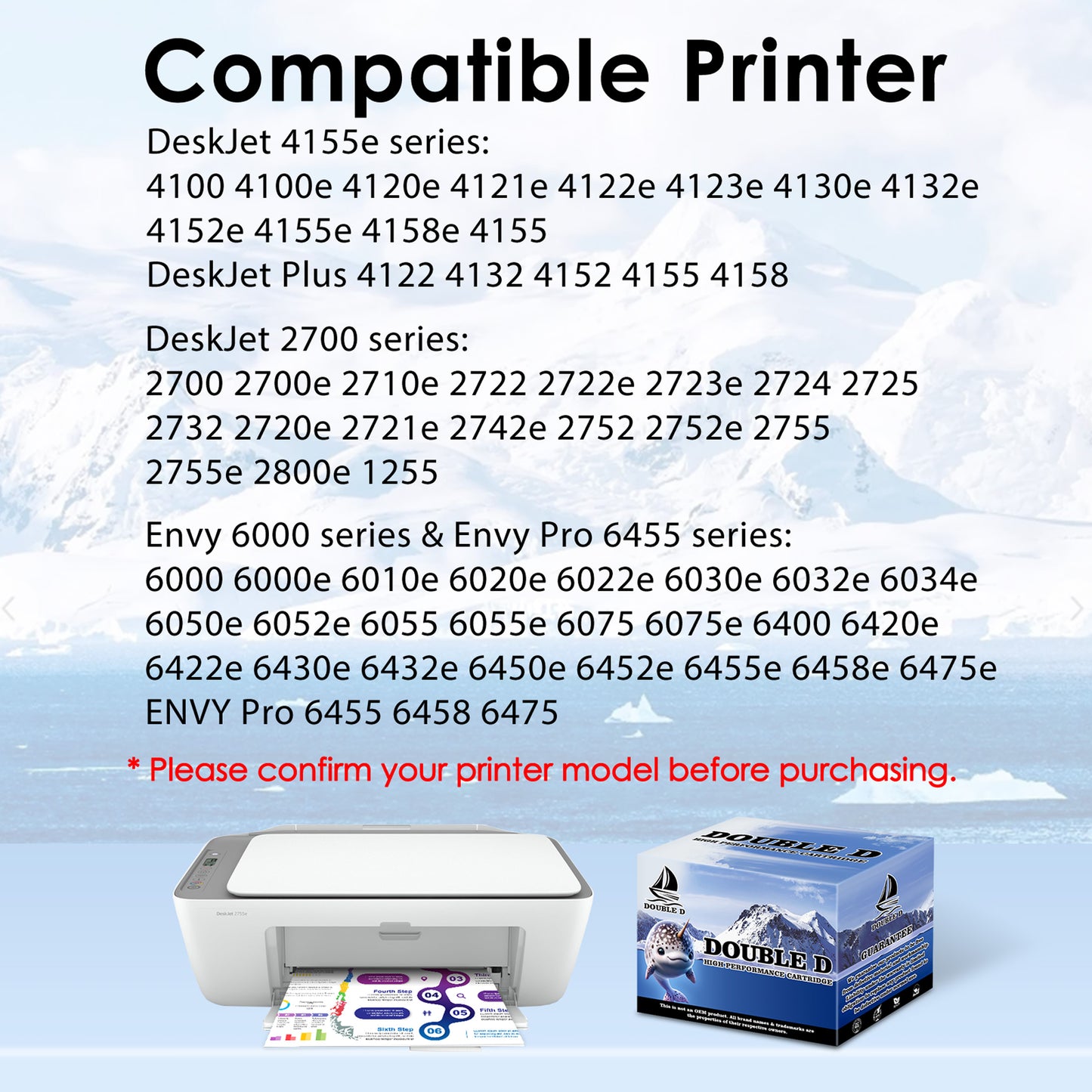 67XL Ink Cartridges Combo Pack Compatible for HP 67 Ink Cartridge for DeskJet 2700e 2700 Envy 6000 6055e Printer (2-Pack, Black and Tri-Color)