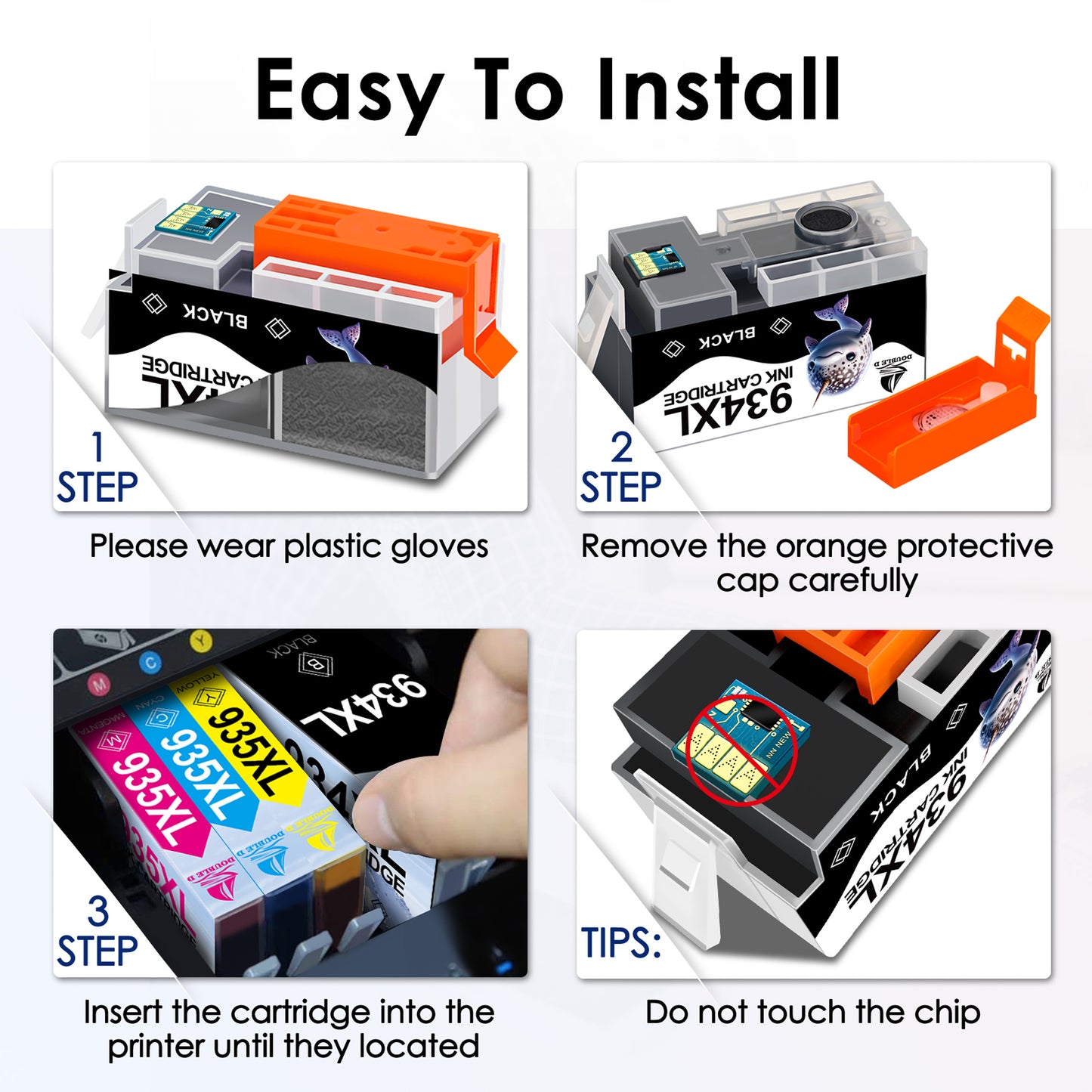 934XL 935XL Ink Cartridges Combo Pack Compatible for HP 934 and 935 Ink Cartridges for Officejet 6220 6812 Officejet Pro 6230 6830 Printer (Black, Cyan, Magenta, Yellow, 4-Pack)