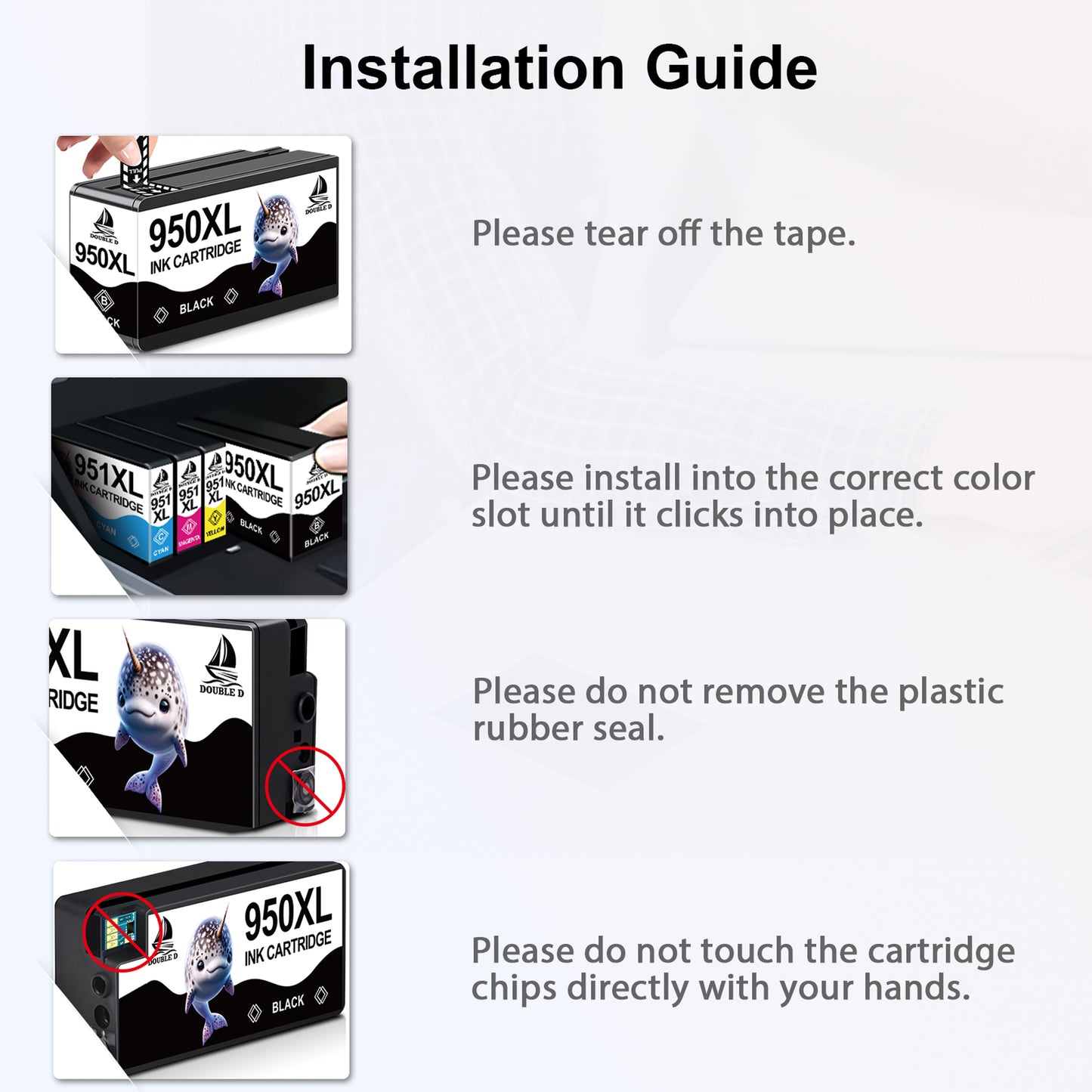 2 Pack 950XL Black Ink Cartridges Compatible for HP 950 Black Ink Cartridges for Officejet Pro 8200 8600Printer